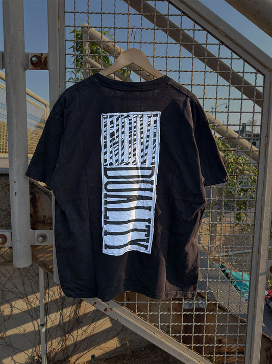 Black Patchwork V-Neck Heavyweight Tee | Indivi[D]uality