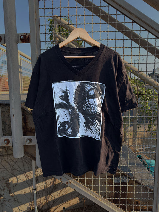 Black Patchwork V-Neck Heavyweight Tee | Indivi[D]uality