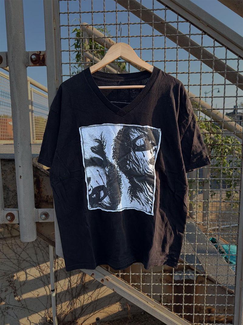 Black Patchwork V-Neck Heavyweight Tee | Indivi[D]uality
